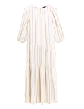 Linen Striped Midaxi Tiered Dress