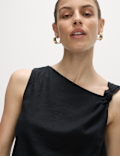 Linen Rich Twist One Shoulder Top