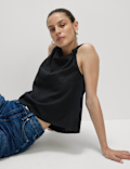 Linen Rich Twist One Shoulder Top
