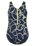 Printed Zip Through Swimsuit