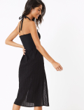 Pure Cotton Woven Shirred Midi Beach Dress