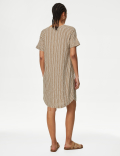 Linen Rich Printed V-Neck Shift Dress