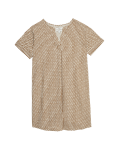 Linen Rich Printed V-Neck Shift Dress