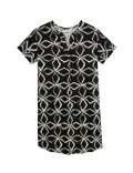 Linen Rich Printed V-Neck Shift Dress