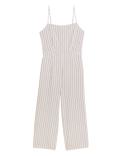 Linen Rich Striped Square Neck Jumpsuit