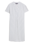 Linen Rich V-Neck Short Sleeve Shift Dress