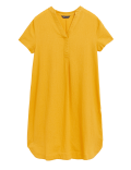Linen Rich V-Neck Short Sleeve Shift Dress