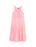 Linen Blend Animal Print Maxi Tiered Dress