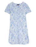 Linen Rich Printed V-Neck Midi Shift Dress