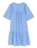 Linen Blend V-Neck Knee Length Tiered Dress