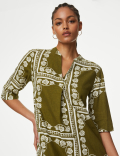 Linen Rich Printed V-Neck Tunic