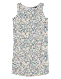 Linen Rich Printed Round Neck Shift Dress