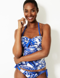 Palm Print Bandeau Tankini Top