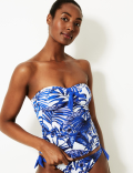 Palm Print Bandeau Tankini Top