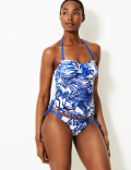 Palm Print Bandeau Tankini Top