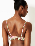 Floral Print Frill Plunge Bikini Top