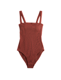Firm Control Ribbed Square Neck Swimsuit