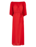 Embroidered Bardot Maxi Waisted Beach Dress