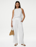 Pure Cotton Wide Leg Trousers