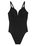 Ribbed Tie Detail Plunge Swimsuit