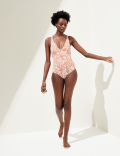 Printed Tie Detail Plunge Swimsuit