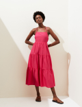 Pure Cotton Square Neck Midaxi Beach Dress