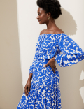 Printed Bardot Maxi Dress