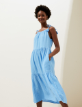 Pure Cotton Tiered Midi Dress​