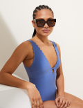 Padded Scallop Plunge Swimsuit