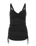 Tummy Control Wrap Skirted Plunge Swimsuit