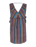 Cotton Rich Striped V-Neck Mini Beach Dress
