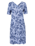 Linen Floral V-Neck Shift Dress