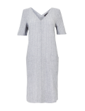 Linen Blend Striped V-Neck Shift Dress