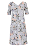Linen Floral V-Neck Shift Dress