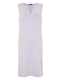 Linen Striped V-Neck Shift Dress