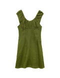 Pure Linen Ruched Mini Waisted Dress