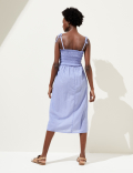 Pure Cotton Shirred Midi Beach Dress