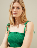 Pure Cotton Square Neck Midi Beach Dress