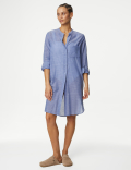 Pure Cotton Collarless Beach Cover Up Shirt