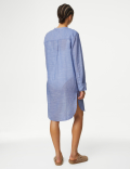 Pure Cotton Collarless Beach Cover Up Shirt