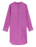Pure Cotton Collarless Beach Cover Up Shirt