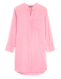 Pure Cotton Collarless Beach Cover Up Shirt