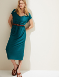 Jersey V-Neck Midi T-Shirt Dress