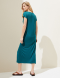 Jersey V-Neck Midi T-Shirt Dress