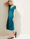 Jersey V-Neck Midi T-Shirt Dress