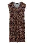 Jersey Printed V-Neck Midi T-Shirt Dress