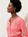 Printed V-Neck Tie Waist Maxi Beach Dress