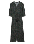 Printed V-Neck Tie Waist Maxi Beach Dress