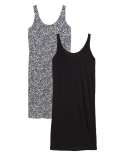 2 Pack Jersey Knee Length Slip Dresses