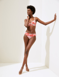 Leaf Print Padded Plunge Bikini Top